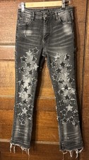 Valabasas Play Black Girls Jeans Sz 16 W/Star Design And Adjustable Waistband