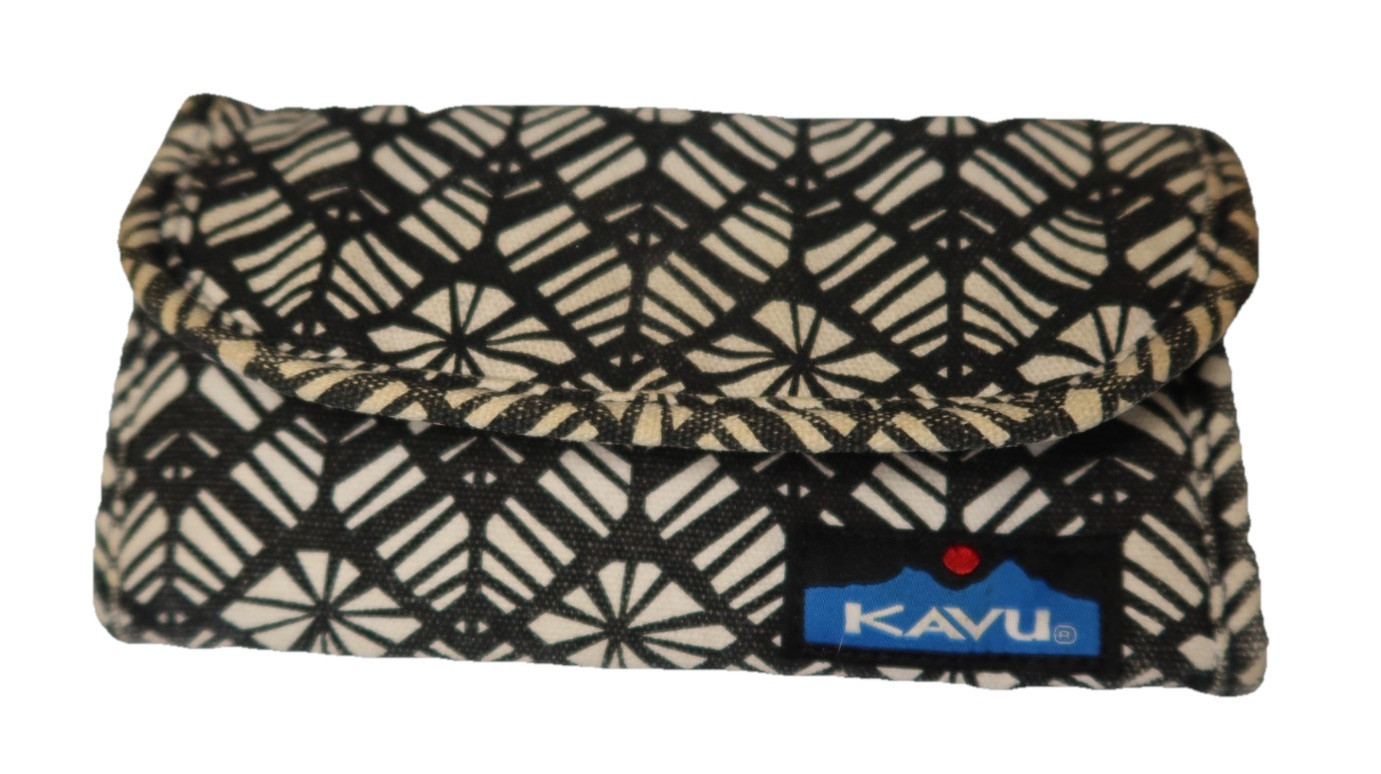 KAVU Big Spender Trifold Canvas Wallet Black/White With Black Inner Lining
