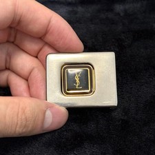 Yves Saint Laurent YSL Vintage Metal Buckle Black Gold Elegant Belt Accessory