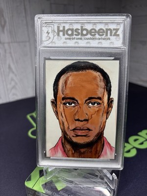 2026 Hasbeenz Tiger Woods Sunday Red Portrait Artist Sketch Series 1/1 Encased