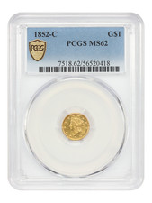 1852-C G$1 PCGS MS62 - Gold Dollar