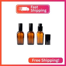 ericotry 3PCS 10ml Empty Refillable Square Amber Glass Cream Lotion Pump Bottles