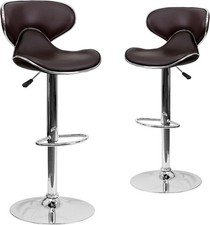 Flash Furniture Aidan 2 Pack Contemporary Cozy Mid-Back Brown Vinyl Adjustable