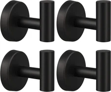 4 Pack Towel Hooks, Robe Hook, Bathroom Wall Mount, 4 Pack Matte Black