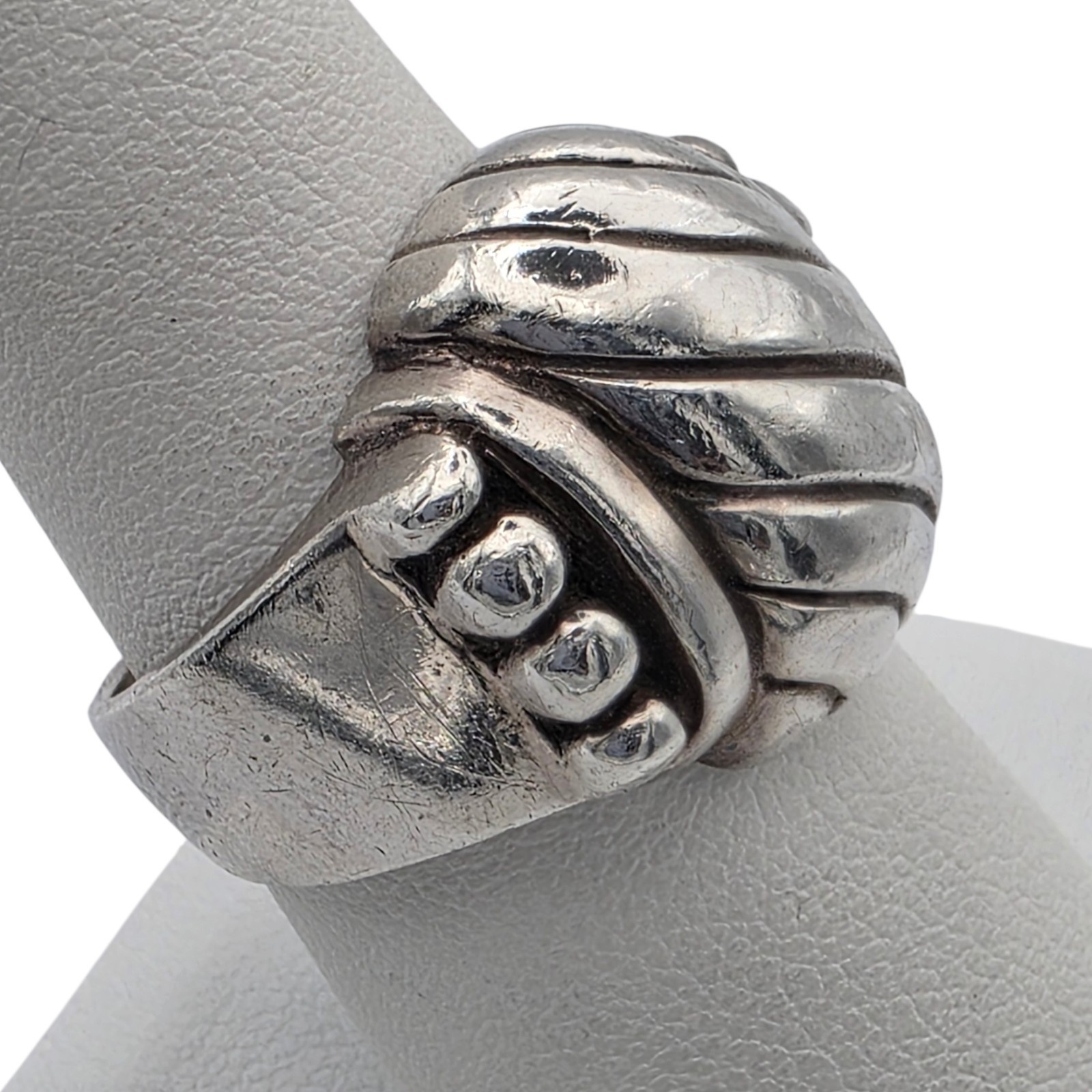 Solid 925 Sterling Silver Chunky Dome Ring Vintag… - image 3