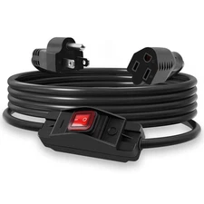 10Ft Extension Cord with Switch ON/Off Waterproof Outdoor Power Cord with Swi...