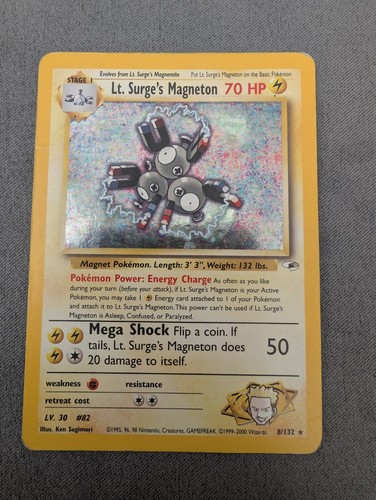 Pokemon Card Lt. Surges Magneton 8/132 Holo Rare Gym Heroes