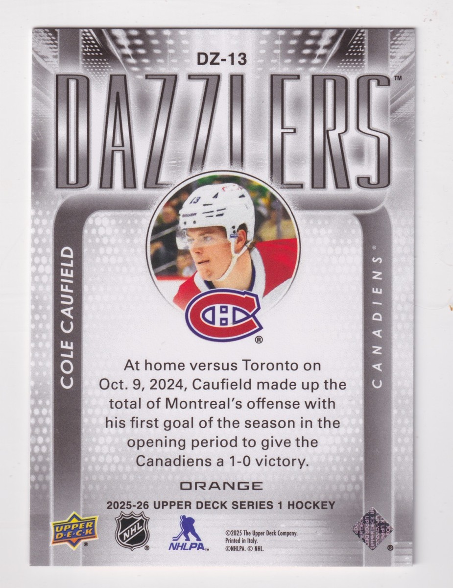 2025-26 Upper Deck DAZZLERS ORANGE #DZ-13 COLE CAUFIELD Montreal