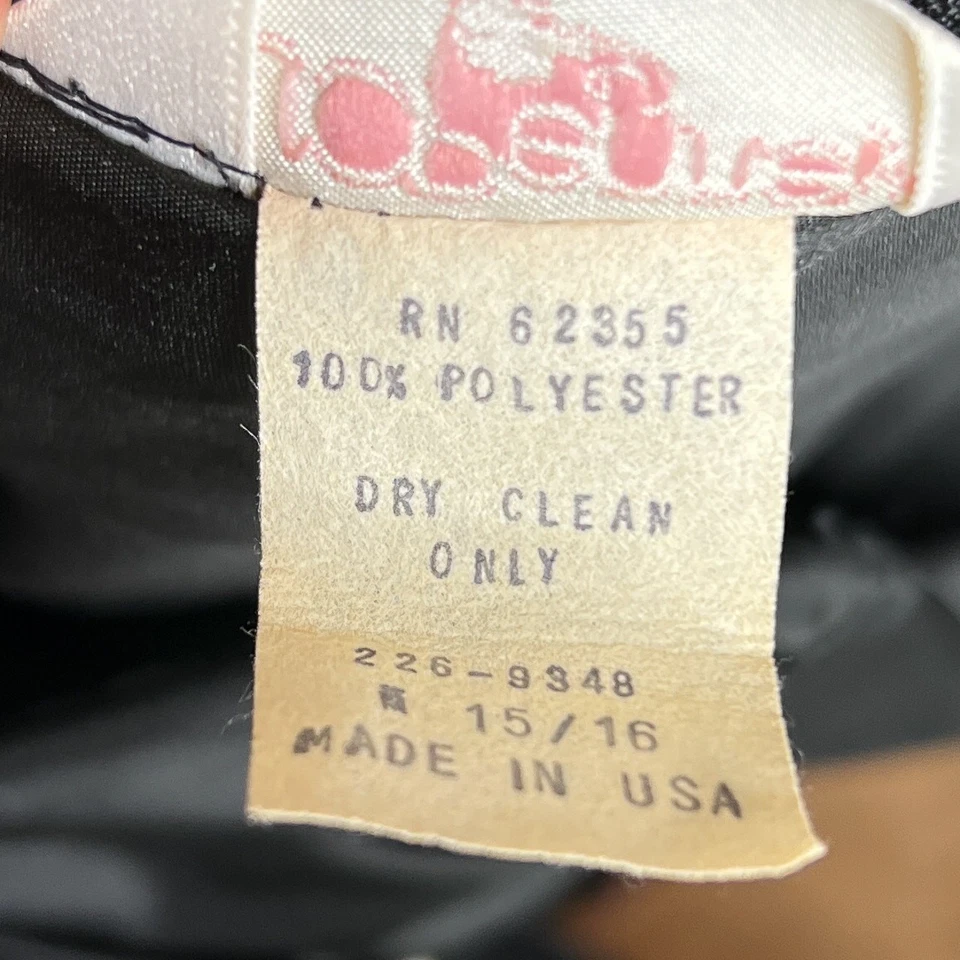 Vintage 80s JCPenney Ruffled Formal Dress Black Pink Empire Waist Layered Gothic - Image 4 of 4