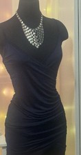 Women’s Navy Blue Ruched Bodycon Cocktail Dress – Size 8