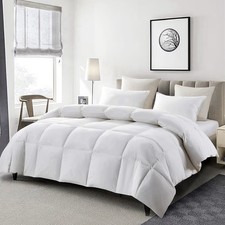 Serta King Comforter 100 Cotton White Goose Feather Down Fiber Duvet Insert New