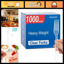 1000 Count Heavyweight Clear Disposable Plastic Forks - Party, Picnic, Event Ute
