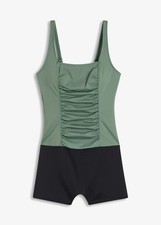 Sportiver Badeanzug mit Bein kaschierende Raffungen verstellbare Träger Gr. 42