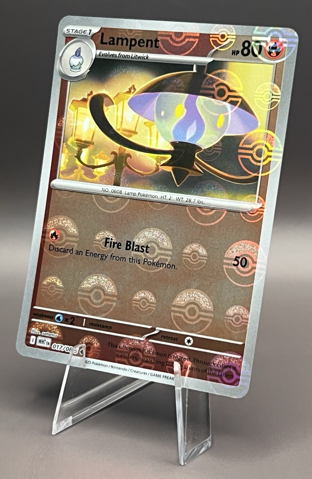 017/086 Lampent - SV White Flare - Pokeball Holo NM Pokemon