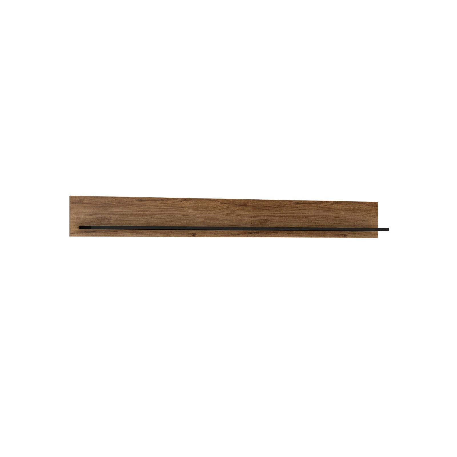 197cm Floating Wall Shelf - Walnut & Black Finish, Modern Design