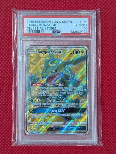 Pokemon 2018 Rayquaza GX 160/168 Full Art Celestial Storm GEM MINT PSA 10