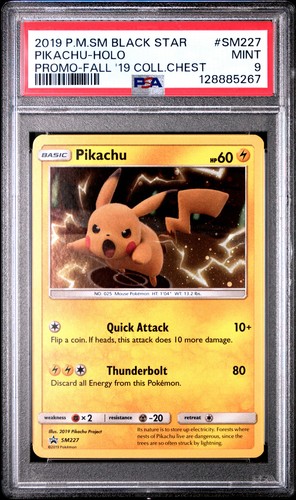 2019 POKEMON SM BLACK STAR PROMO PIKACHU #SM227 PSA 9 MINT #128885267