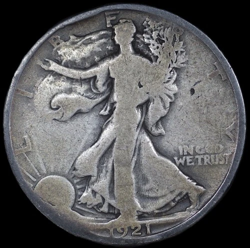1921 D Walking Liberty Silver Half Dollar 50C - G/VG Very Good Coin - SKU#681
