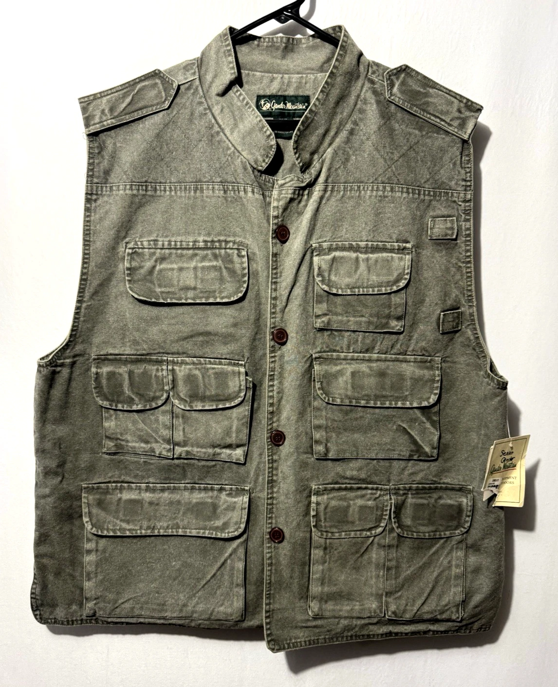 Gander Mountain Vest Mens XL Green Canvas Hunting Fishing Utility Outdoors NWT