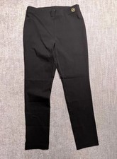 Michael Kors Womens Medium Black Gold MK Logo Pull On Ankle Tapered Pants