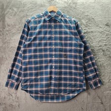 TOMMY HILFIGER Men s Plaid Button Down Shirt Small S Crest Logo Long Sleeve