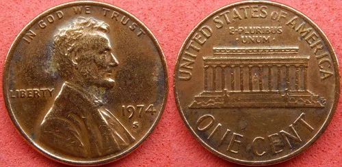 1974-S Lincoln Memorial Cent — photo from another recent sale