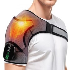 WOLOYHEATIE SHOULDER HEATING PAD MASSAGE CORDLESS HEATED WRAP - GRAY BLACK