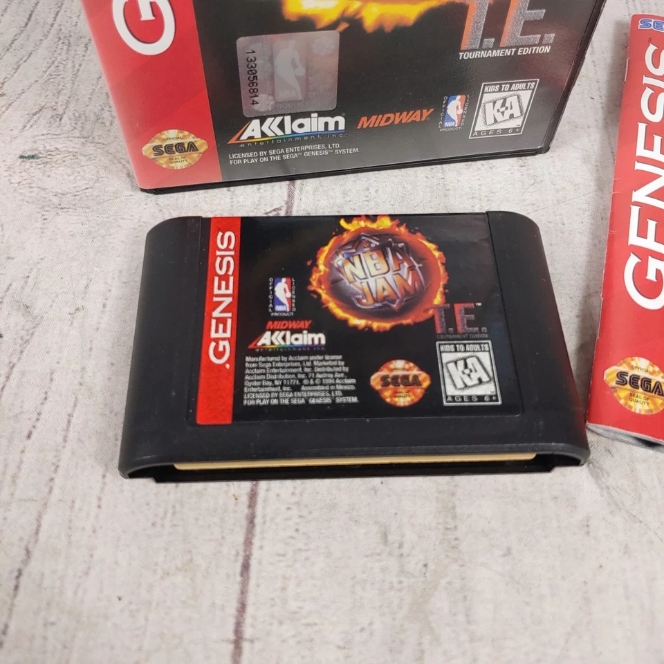 NBA Jam Tournament Edition (Sega Genesis, 1995) CIB Complete w/ Manual - TESTED - Image 3 of 4