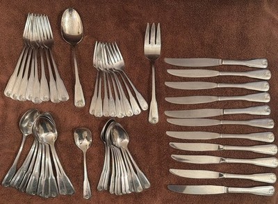 Oneida Roger REGISTRY OHSREG Shell Stainless Flatware 53 Pc Service For 8+