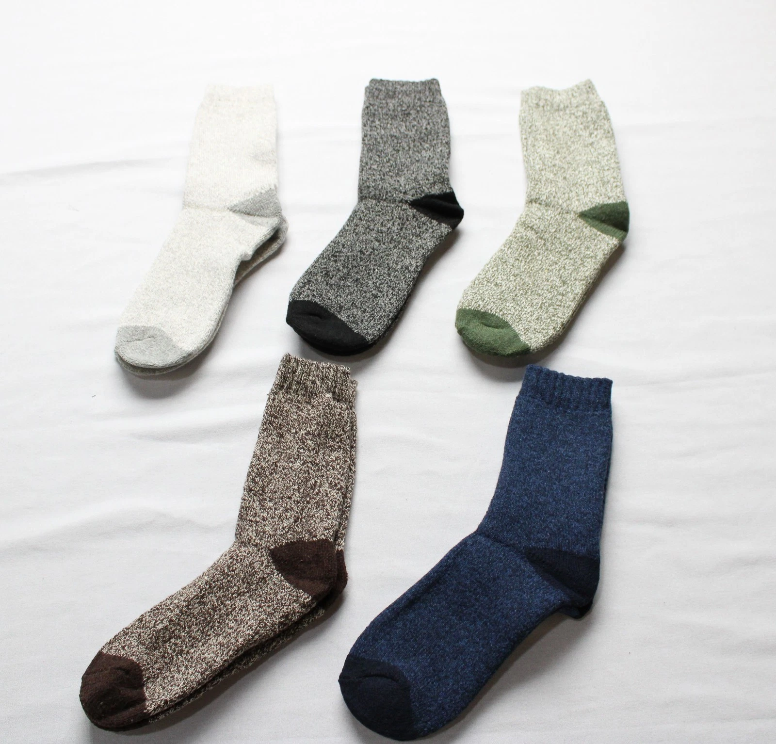 SIMIYA Men's 5 Pack Thick Merino Wool Crew Socks EJ3 Multicolor One Size NWT