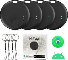 Tracker Tag for Android or iOS, Tags-4 Pack Smart Tag, Dual Black