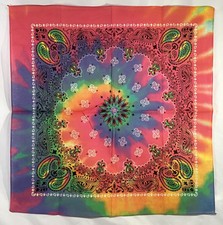 New Tie Dye Paisley Print Bandana Headband 100 Cotton New With Tags 22"x22"