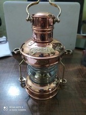 10Inch Copper & Brass Anchor Oil Lamp Nautical Maritime Ship Lantern Boat Light