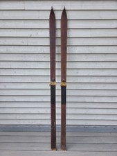 BEAUTIFUL Vintage Old Wooden POINTED Snow Skis HANDMADE Measures 84"