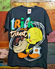 Vintage 1998 Looney Tunes Tweety Bird  Taz Halloween Trick or Treat Shirt M