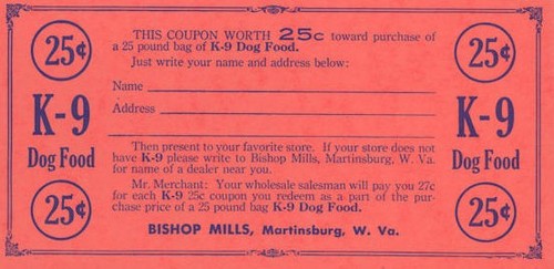 Vintage K-9 Dog Food Coupon Cards - Lot of 12 - 1950s Paper Ephemera NOS Unused