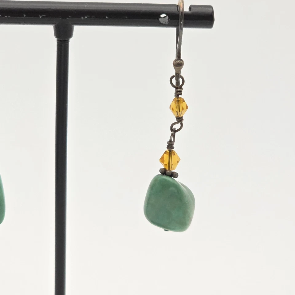 Vintage SILPADA Turquoise Earrings Crystals 925 Sterling Silver Dangle Drop - Image 3 of 4