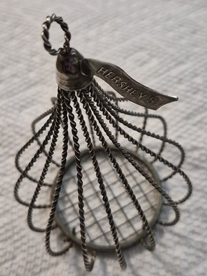 Vintage Hershey's Chocolate Kiss Metal Wire Cage Keepsake Ornament Refillable