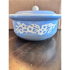 Cameoware Harker Pottery 2Cup Covered Casserole Dish Bowl Blue Floral Vintage