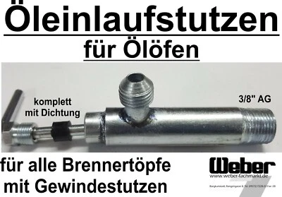 WAMSLER Öleinlaufstutzen komplett für Ölofen Ölherd Heizöl Zulauf Brennertopf 961944580
