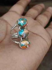 Oyster Turquoise 925 Sterling Silver Band Statement Ring Handmade Ring All Size