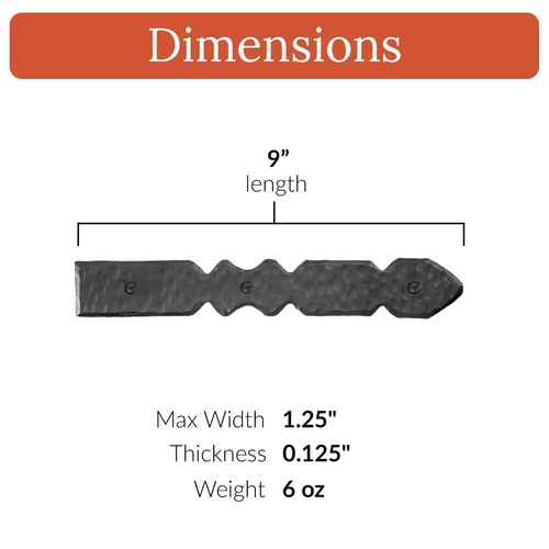 2 Pack 6" 9" 12" 16" Decorative Dummy Strap Hinge, Rustic False Hinge, Iron Faux - Picture 8 of 14