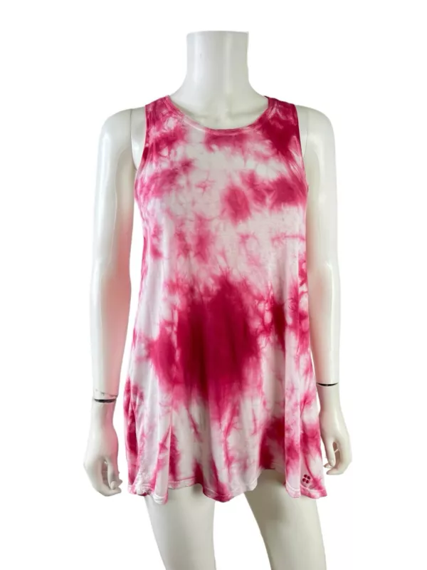 sweaty-betty easy peazy tie dye viscose knit flowy tank-top