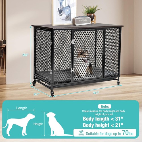 Indoor Dog Crate Furniture,Dog Kennel Movable Side End Table for Dogs - Picture 9 of 12