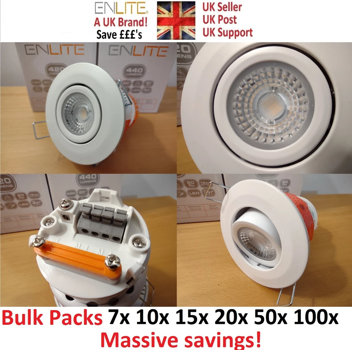 LED Downlight Enlite 4 . 5w White 4000k Cool White Ceiling Spot Fire Rated