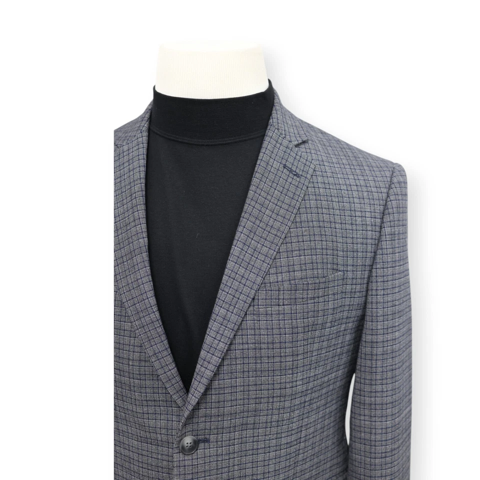 ORIGINAL PENGUIN Hombre Gris Rejilla Slim Fit Abrigo Deportivo Traje Chaqueta Blazer 40 S Foto 3 de 4