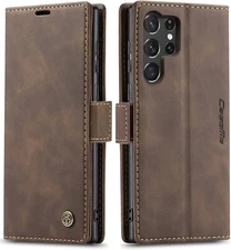 Samsung Galaxy S23 Ultra Case PU Leather Magnetic Flip Wallet Protective Cover