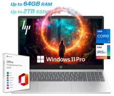 2025 HP Touch Laptop 15.6" 10-Core Intel i7, Up to 64GB RAM & 2TB SSD, Win11 Pro