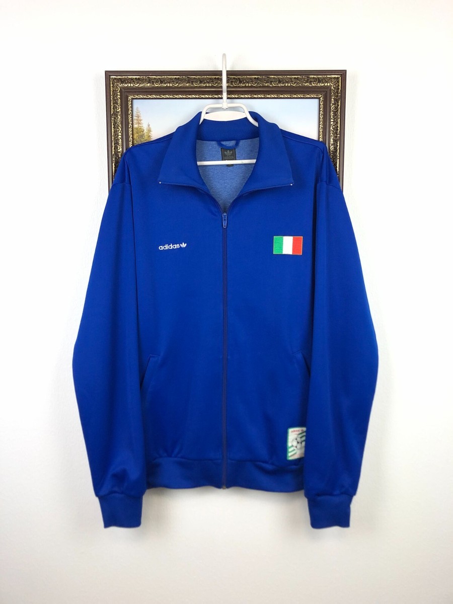 Vintage Adidas Originals Italy Football Jacket Soccer Blue