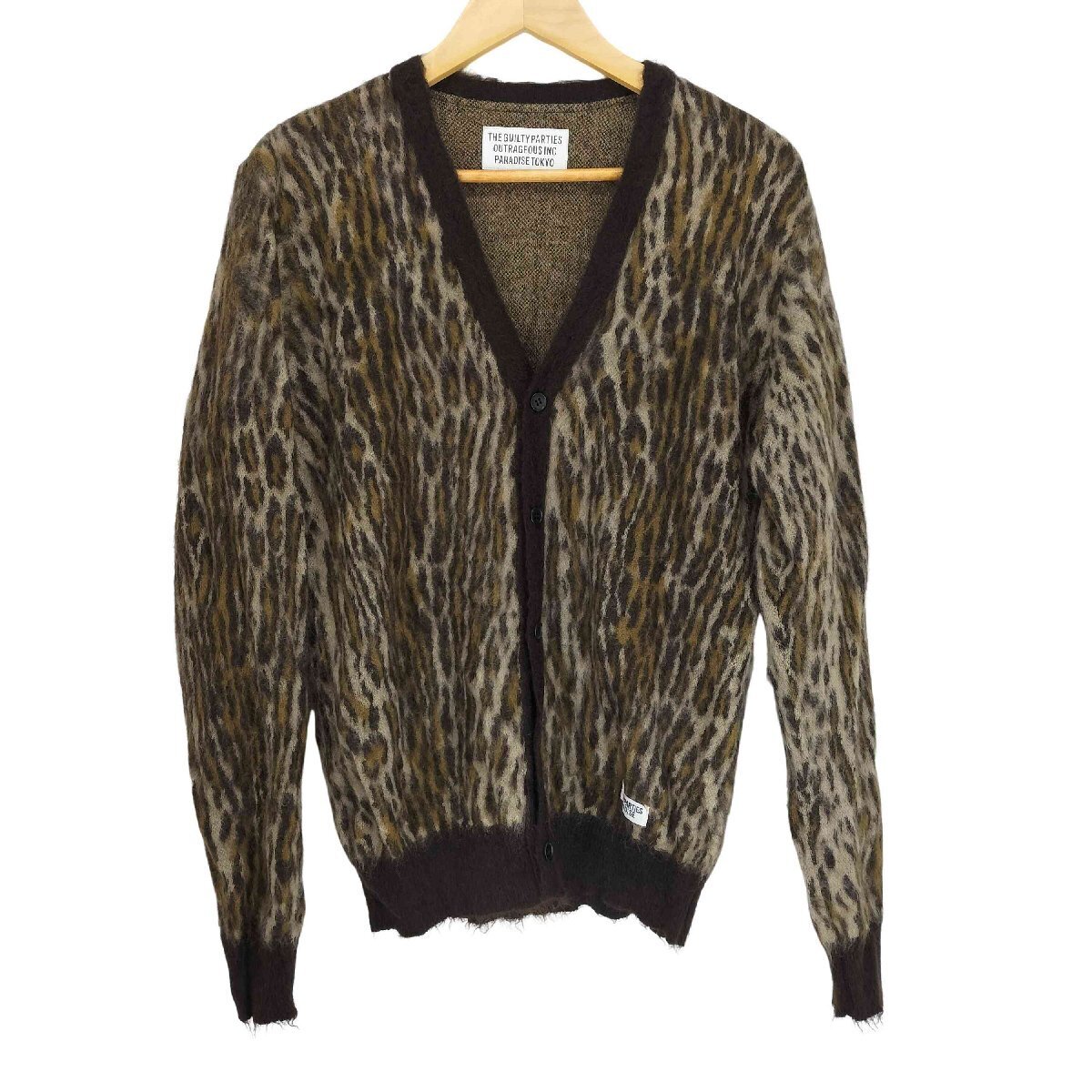 トップス WACKO MARIA 25SS LEOPARD MOHAIR CARDIGAN Wacko Maria Men's Leopard Mohair Cardigan in Beige Wacko Maria